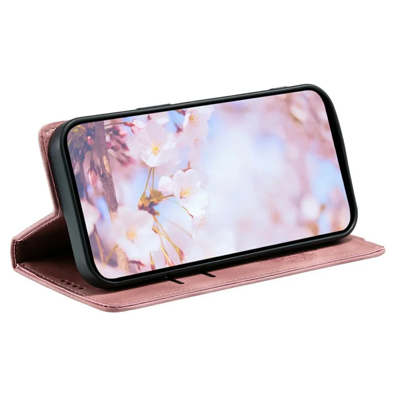 Coque pour Honor 600 Lite 5G, coque magnétique en cuir avec motif imprimé - Or rose