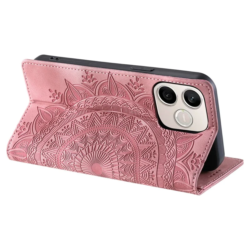 Coque pour Honor 600 Lite 5G, coque magnétique en cuir avec motif imprimé - Or rose