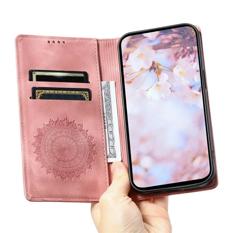 Coque pour Honor 600 Lite 5G, coque magnétique en cuir avec motif imprimé - Or rose