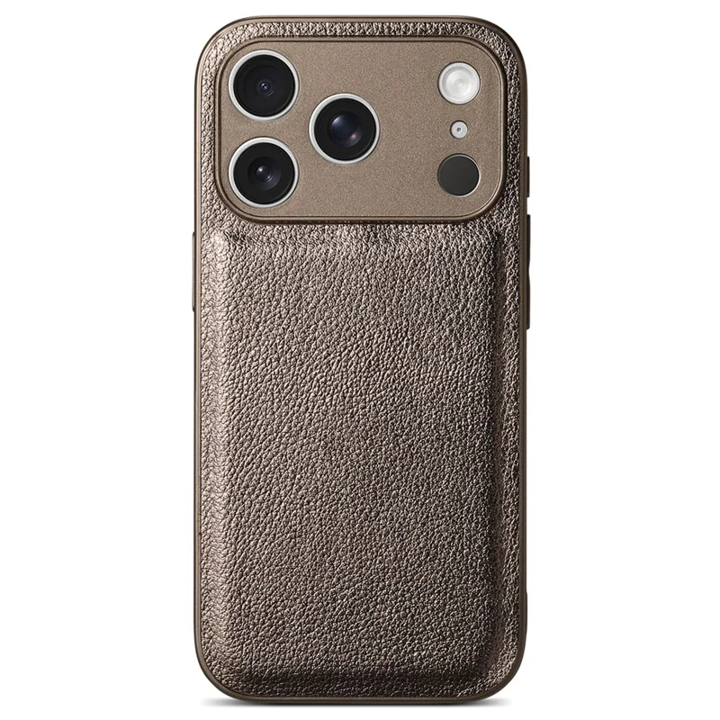 Coque pour iPhone 17 Pro Max, texture en cuir synthétique aspect litchi, housse de protection anti-choc - Or