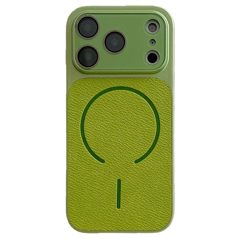Coque magnétique pour iPhone 17 Pro Max TPU + PC + cuir PU, housse de protection compatible avec Magsafe - Vert