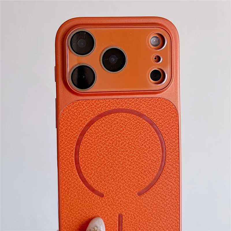 Coque magnétique pour iPhone 17 Pro Max TPU + PC + cuir PU, housse de protection compatible avec Magsafe - Vert