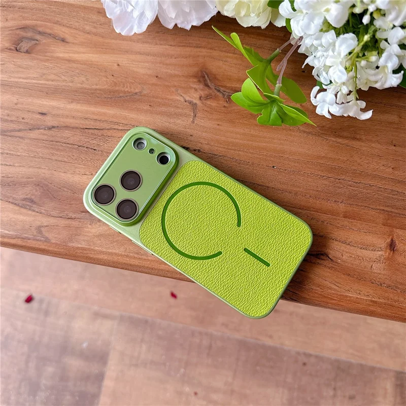 Coque magnétique pour iPhone 17 Pro, TPU + PC + cuir PU, housse de protection compatible avec Magsafe - Bleu