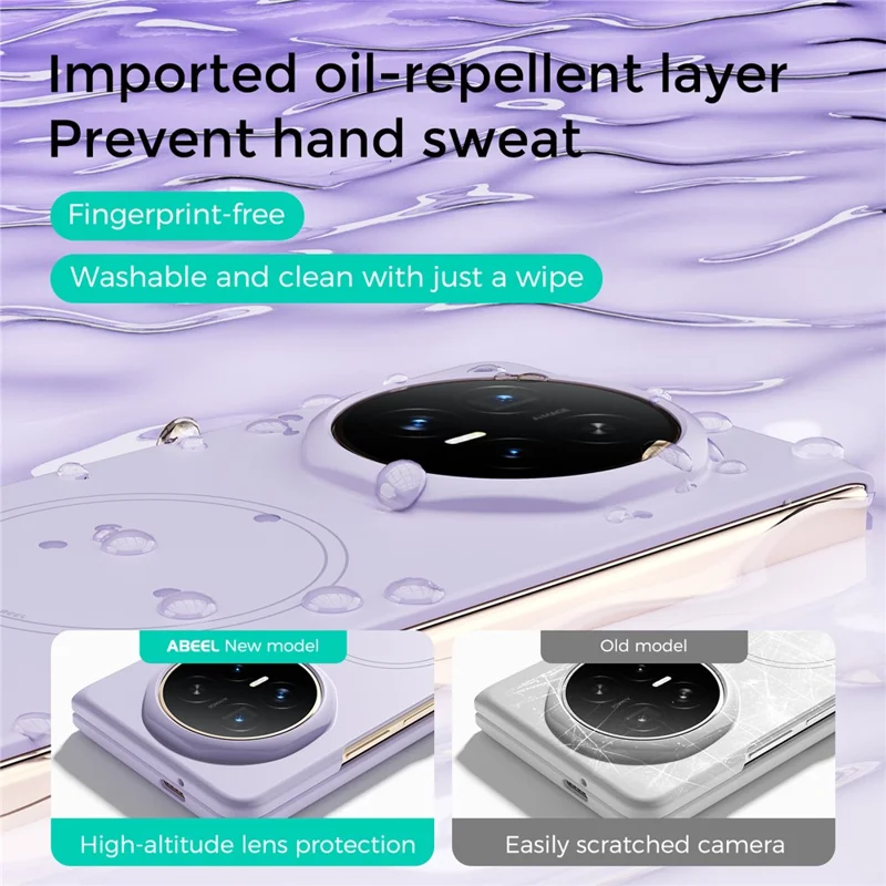 ABEEL for Honor Magic V6 5G Magnetic Case Skin Touch Liquid Silicone Phone Back Cover - Purple