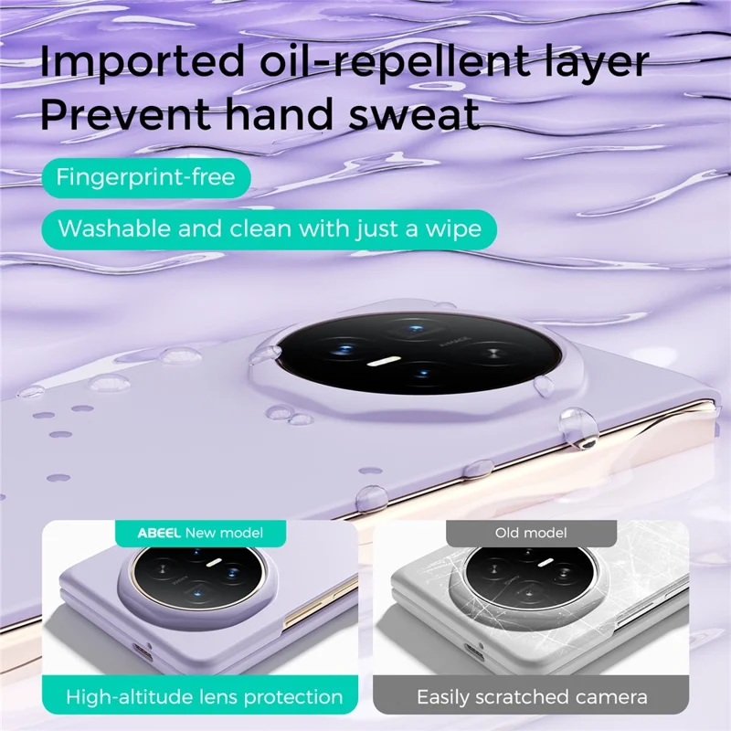 ABEEL for Honor Magic V6 5G Phone Case Shock Absorption Soft-touch Protective PC Cover - Purple