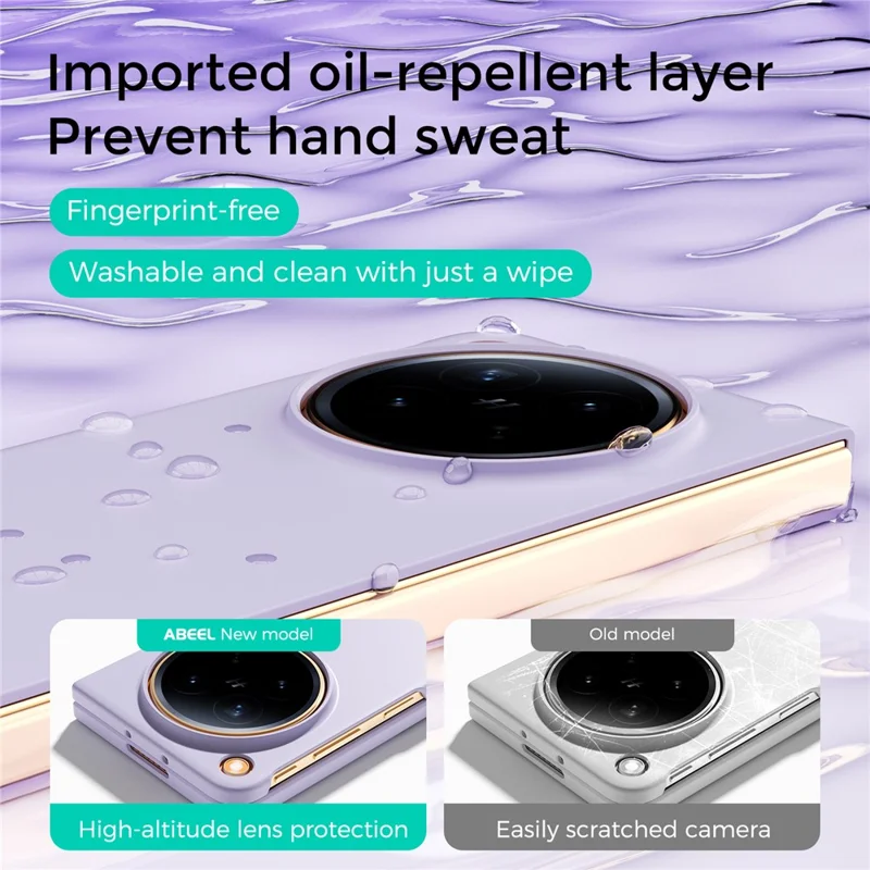 ABEEL for Oppo Find N6 5G Phone Case Shock Absorption Soft-touch Protective PC Cover - Purple