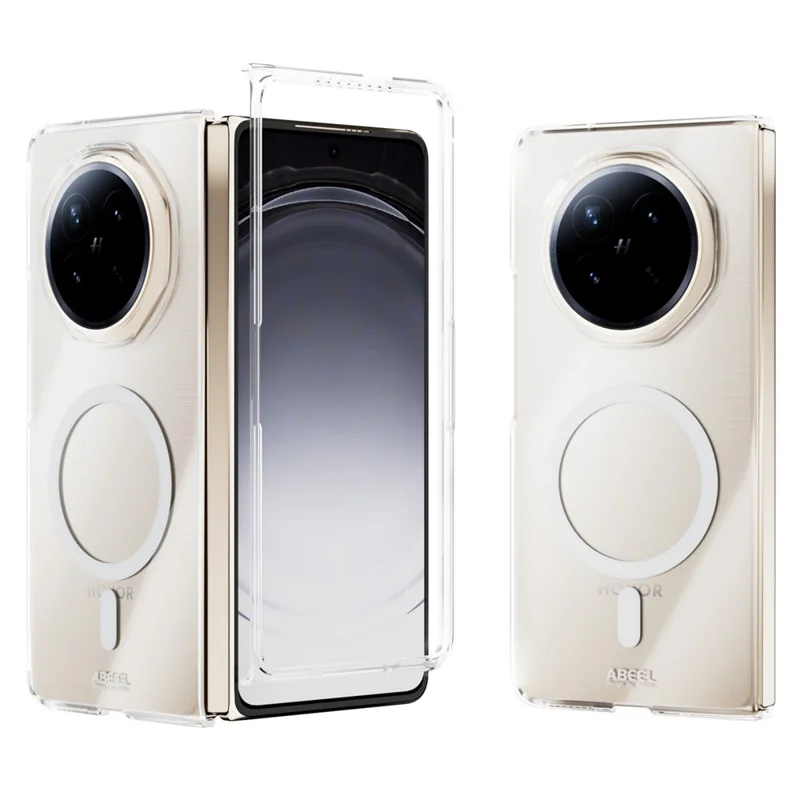 ABEEL for Honor Magic V6 5G Magnetic Case Clear PC Anti Scratch Phone Cover - Transparent