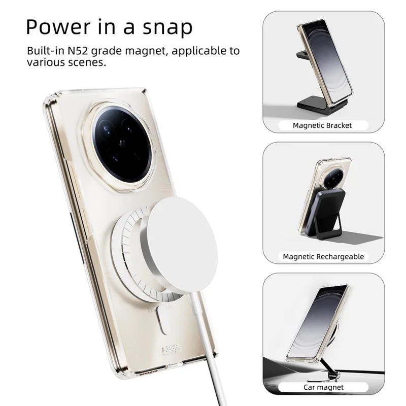 ABEEL for Honor Magic V6 5G Magnetic Case Clear PC Anti Scratch Phone Cover - Transparent