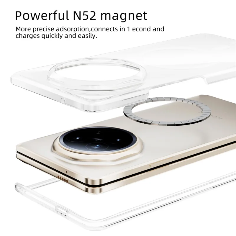ABEEL for Honor Magic V6 5G Magnetic Case Clear PC Anti Scratch Phone Cover - Transparent