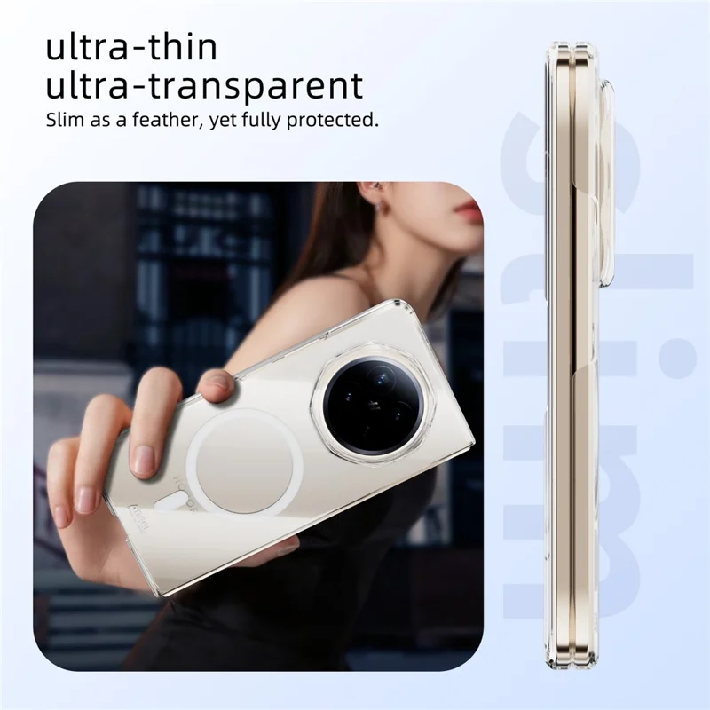 ABEEL for Honor Magic V6 5G Magnetic Case Clear PC Anti Scratch Phone Cover - Transparent