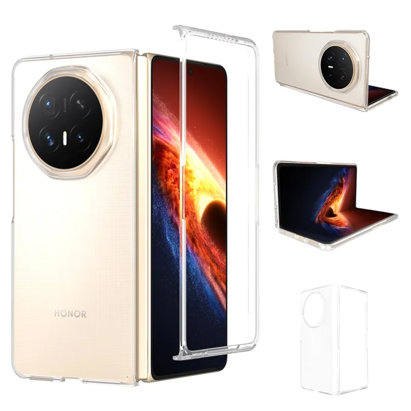 For Honor Magic V6 5G Clear Case Anti-Drop Hard PC Phone Cover - Transparent