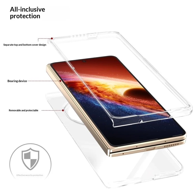 For Honor Magic V6 5G Clear Case Anti-Drop Hard PC Phone Cover - Transparent