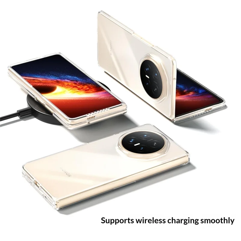 For Honor Magic V6 5G Clear Case Anti-Drop Hard PC Phone Cover - Transparent