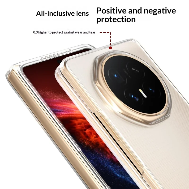 For Honor Magic V6 5G Clear Case Anti-Drop Hard PC Phone Cover - Transparent