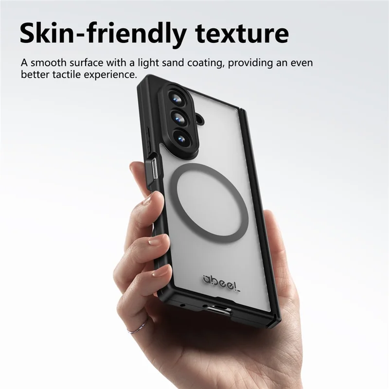 ABEEL for Samsung Galaxy Z Fold7 5G Matte Magnetic Case Hinge Design Shockproof TPU + PC Cover - Black