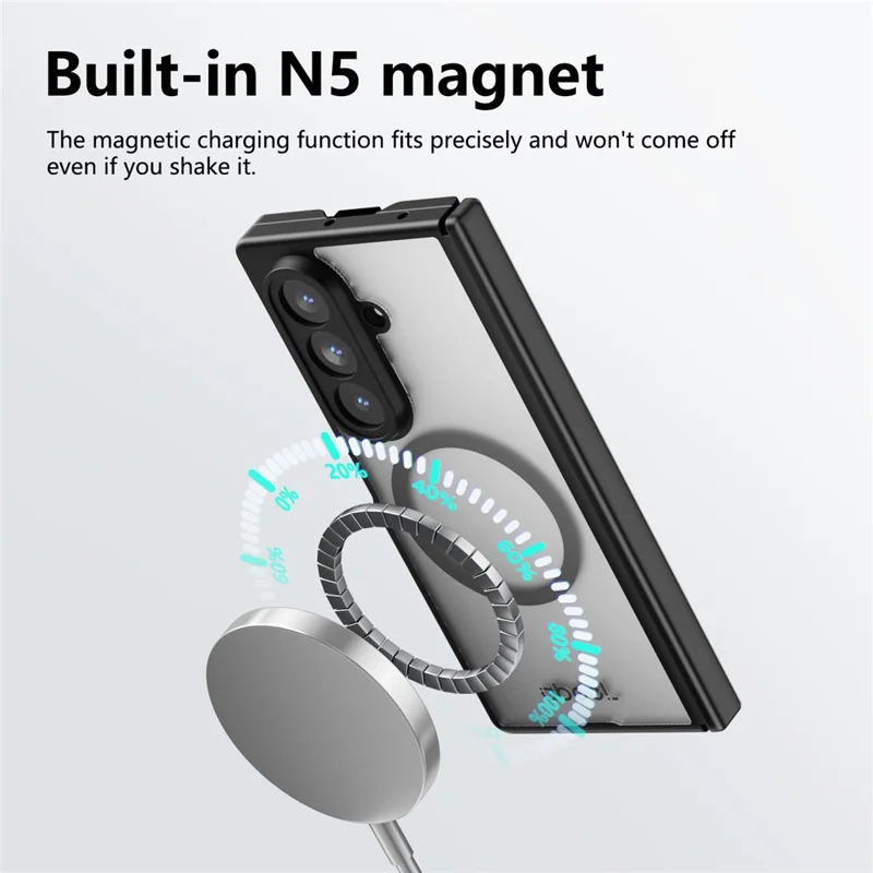 ABEEL for Samsung Galaxy Z Fold5 5G Matte Magnetic Case Hinge Design Shockproof TPU + PC Cover - Black