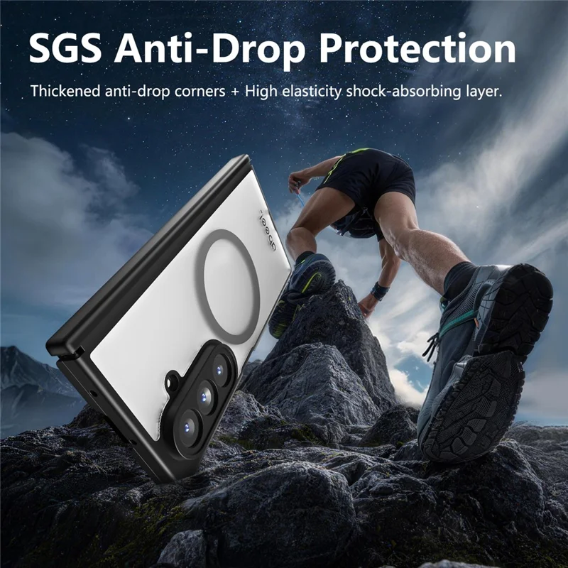 ABEEL for Samsung Galaxy Z Fold5 5G Matte Magnetic Case Hinge Design Shockproof TPU + PC Cover - Black