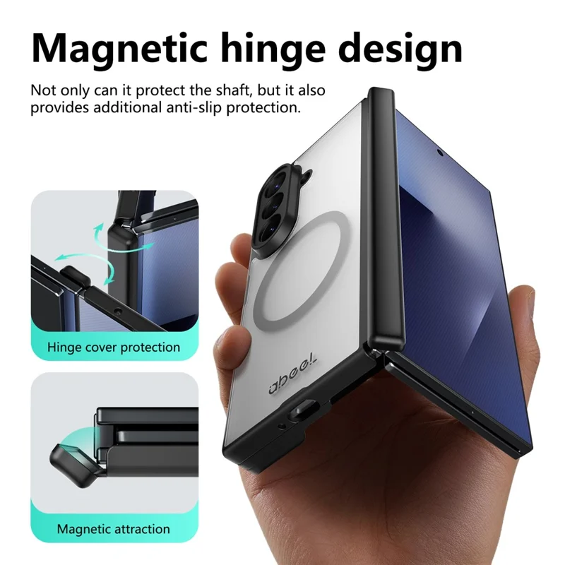 ABEEL for Samsung Galaxy Z TriFold 5G Matte Magnetic Case Hinge Design Shockproof TPU + PC Cover - Black