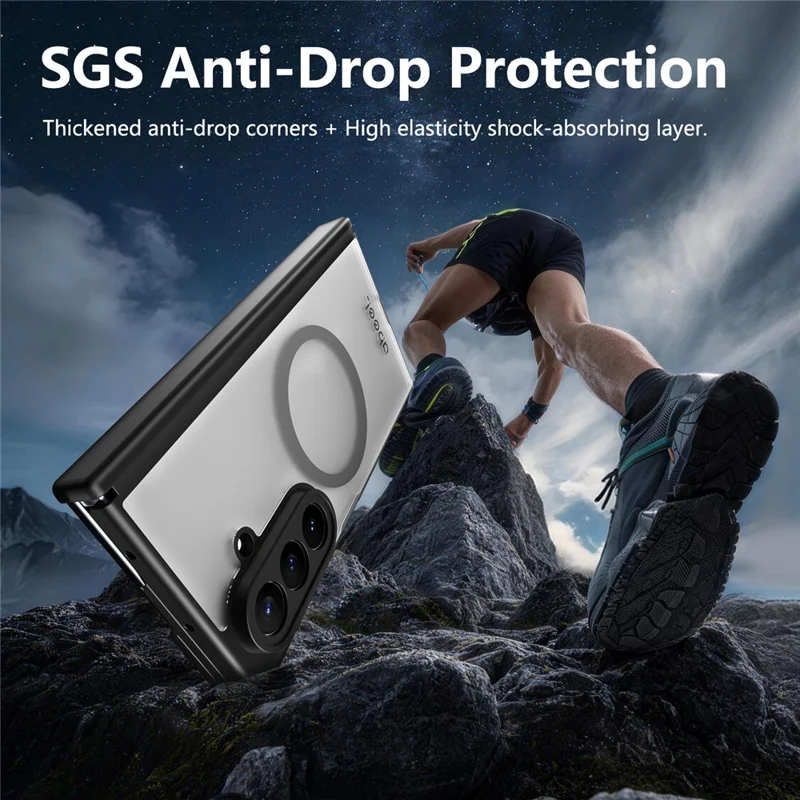 ABEEL for Samsung Galaxy Z TriFold 5G Matte Magnetic Case Hinge Design Shockproof TPU + PC Cover - Black