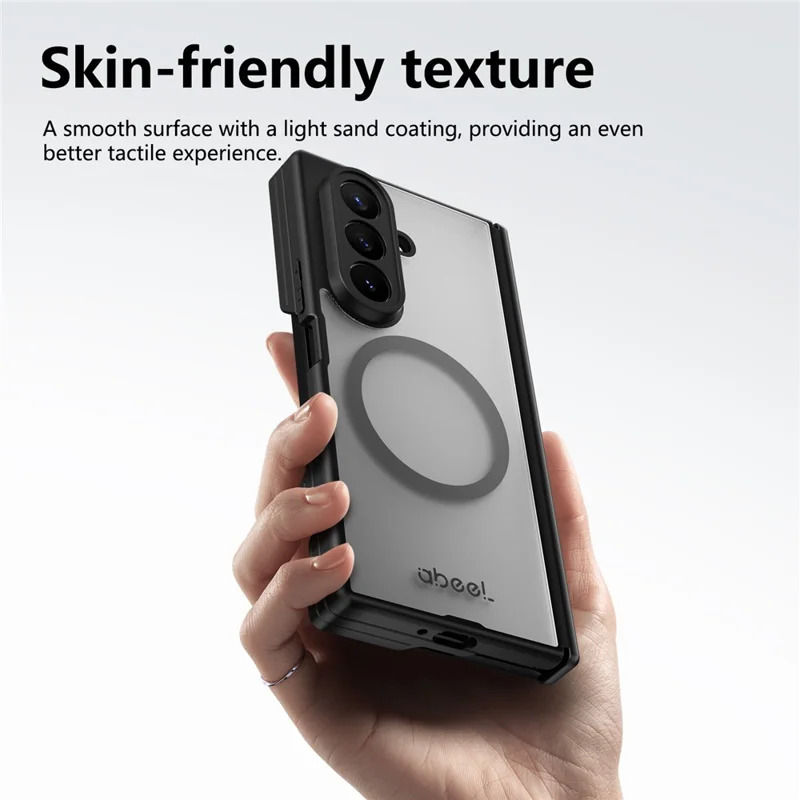 ABEEL for Samsung Galaxy Z TriFold 5G Matte Magnetic Case Hinge Design Shockproof TPU + PC Cover - Black