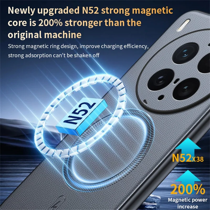 For vivo X300 Ultra 5G Magnetic Case Leather Coated TPU + PC Phone Cover - Grey