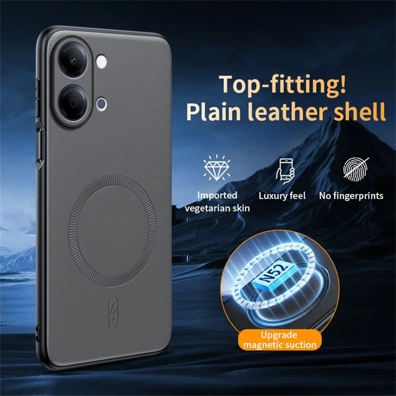 For vivo Y05 4G Magnetic Case Leather Coated TPU + PC Phone Cover - Grey