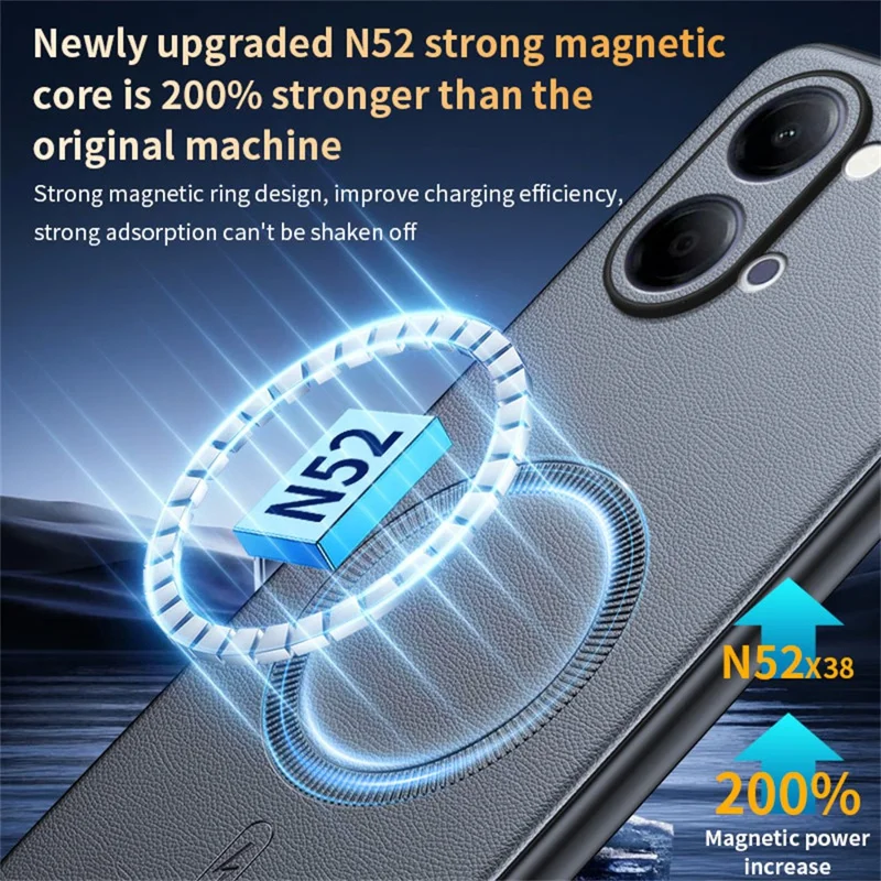 For vivo Y05 4G Magnetic Case Leather Coated TPU + PC Phone Cover - Grey