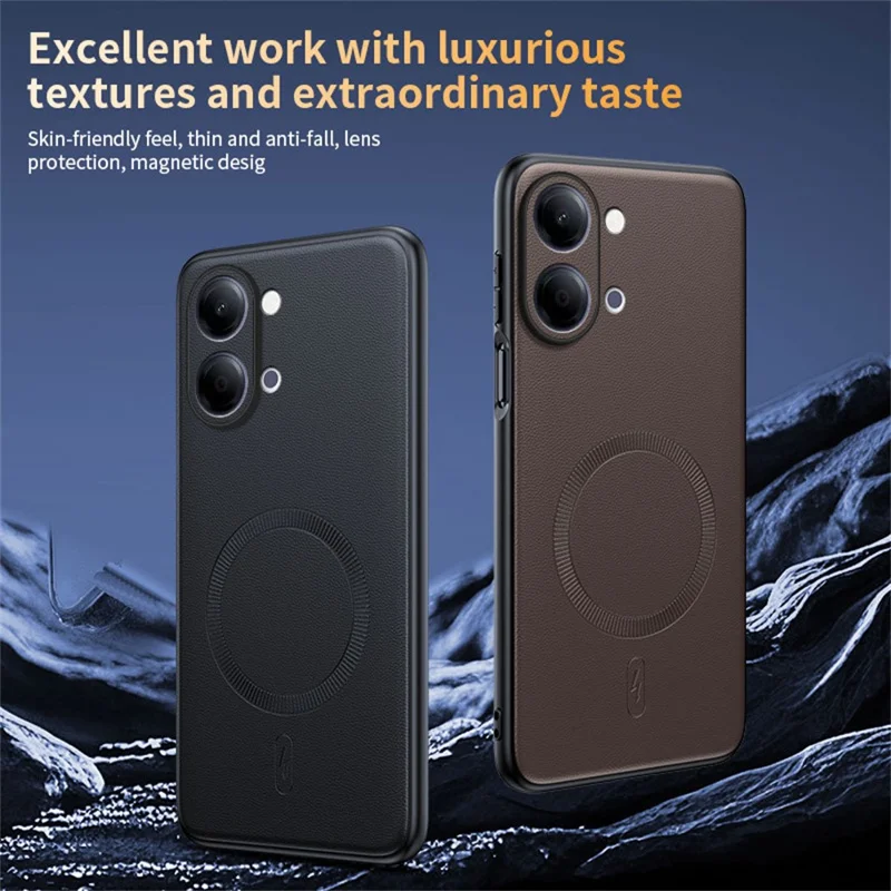 For vivo Y05 4G Magnetic Case Leather Coated TPU + PC Phone Cover - Grey