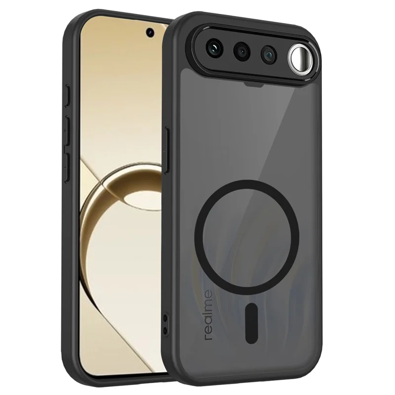 For Realme 16 5G Magnetic Case Skin Touch Matte PC + TPU Anti-Drop Phone Cover - Black