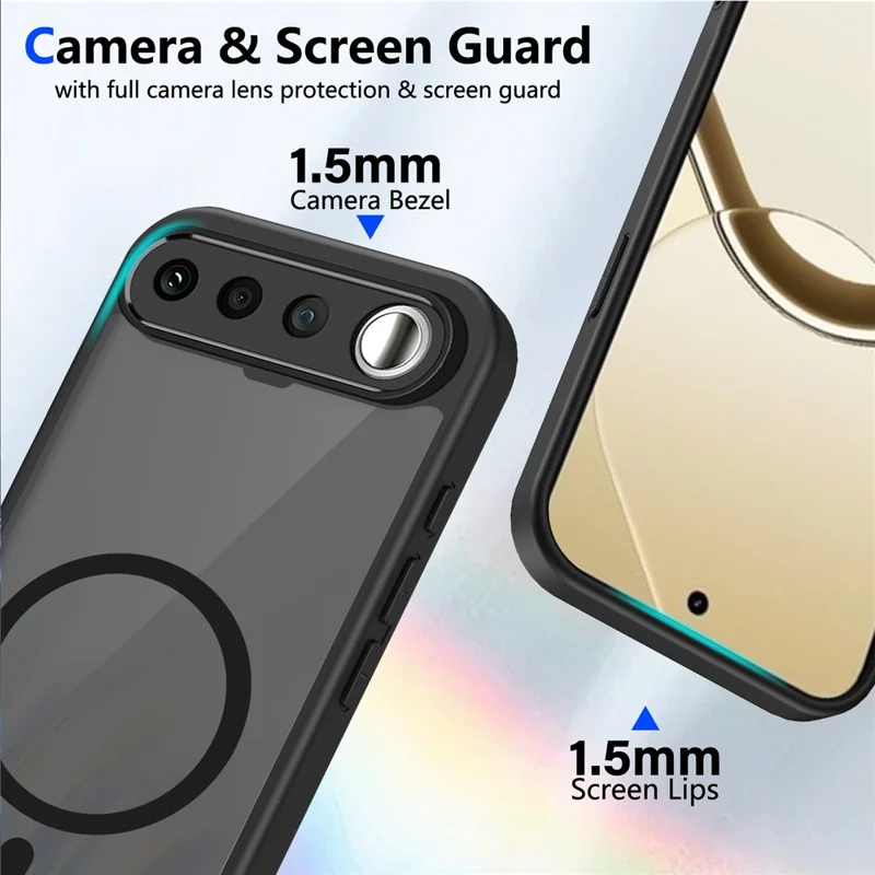 For Realme 16 5G Magnetic Case Skin Touch Matte PC + TPU Anti-Drop Phone Cover - Black