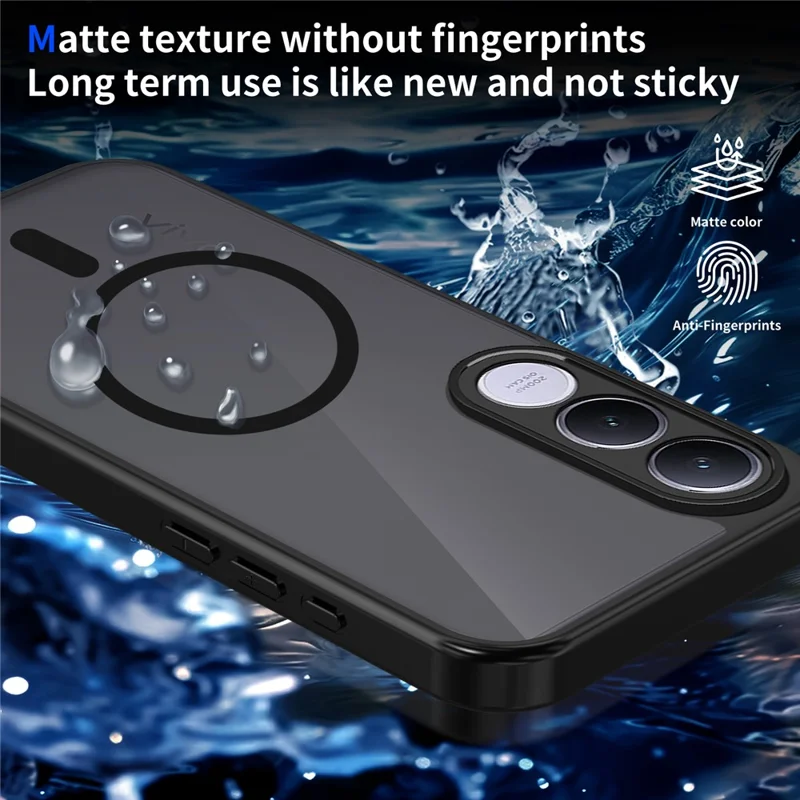 For vivo V70 FE 5G Magnetic Case Skin Touch Matte PC + TPU Anti-Drop Phone Cover - Black