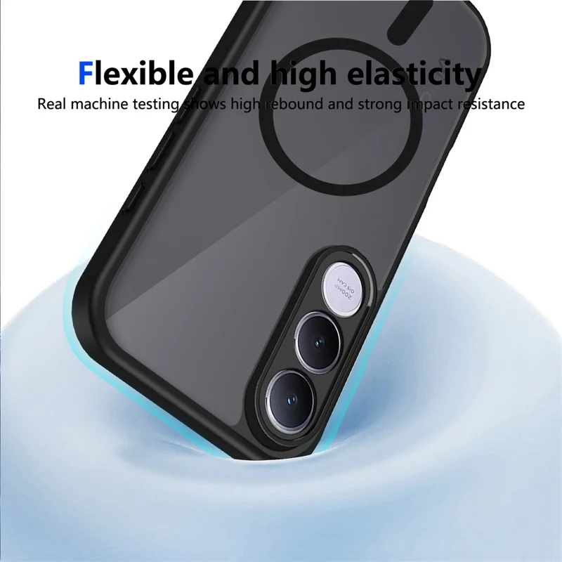 For vivo V70 FE 5G Magnetic Case Skin Touch Matte PC + TPU Anti-Drop Phone Cover - Black