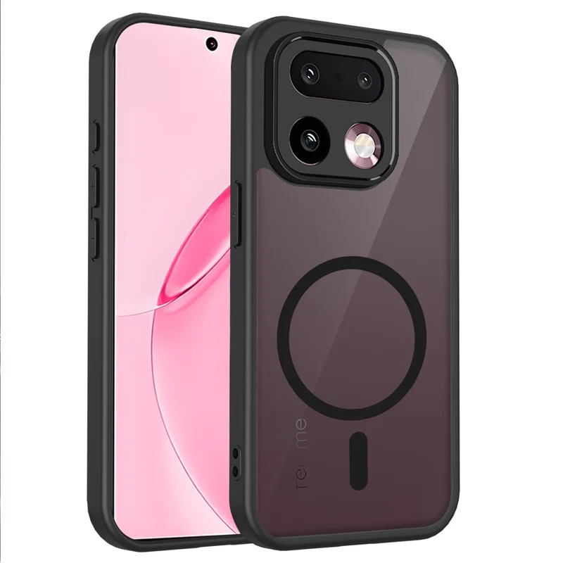 For Realme 16 Pro 5G Magnetic Case Skin Touch Matte PC + TPU Anti-Drop Phone Cover - Black
