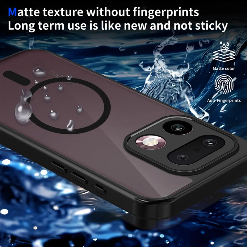 For Realme 16 Pro 5G Magnetic Case Skin Touch Matte PC + TPU Anti-Drop Phone Cover - Black