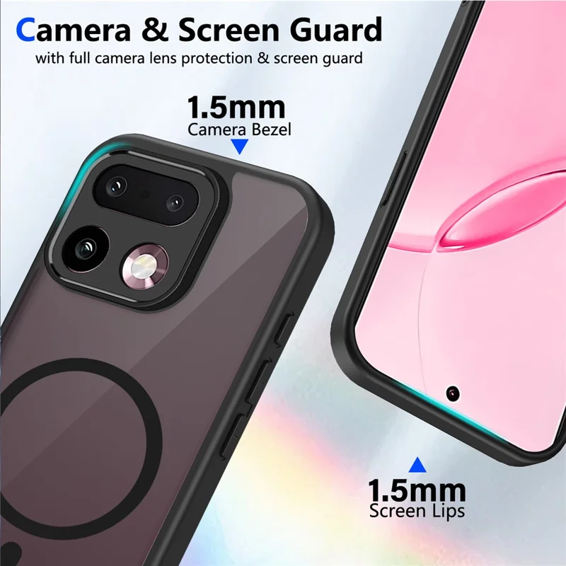 For Realme 16 Pro 5G Magnetic Case Skin Touch Matte PC + TPU Anti-Drop Phone Cover - Black