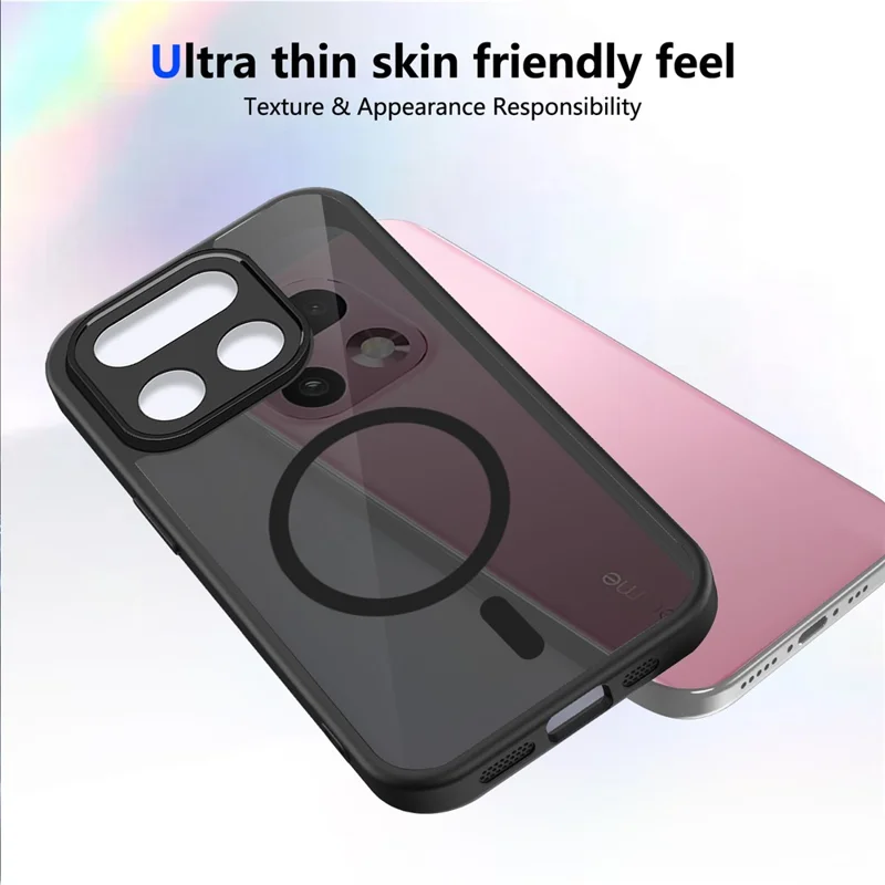 For Realme 16 Pro+ 5G Magnetic Case Skin Touch Matte PC + TPU Anti-Drop Phone Cover - Black