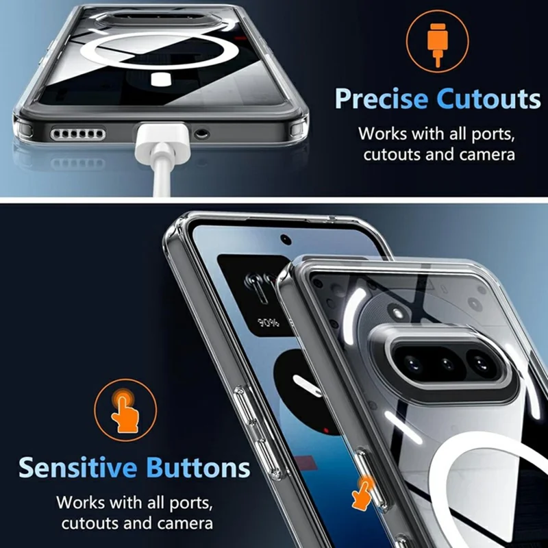 For Nothing Phone (4a) Magnetic Case Transparent TPU Anti Drop Phone Cover