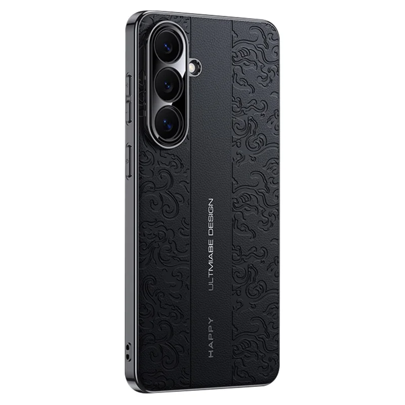 For Samsung Galaxy S24 Electroplated Shell Embossed PU  Leather + PC + TPU Protective Cover - Black