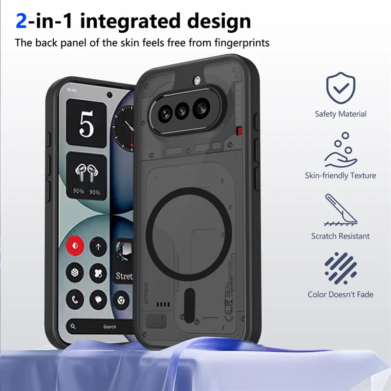 For Nothing Phone (4a) Magnetisk Case Skindeling Matte PC + TPU Anti-drop Telefonbeskyttelse