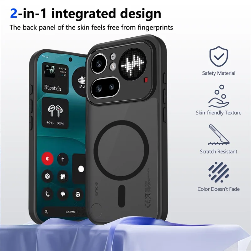 For Nothing Phone (4a) Pro Magnetic Case Skin Touch Matte PC + TPU Anti-Drop Phone Cover - Black