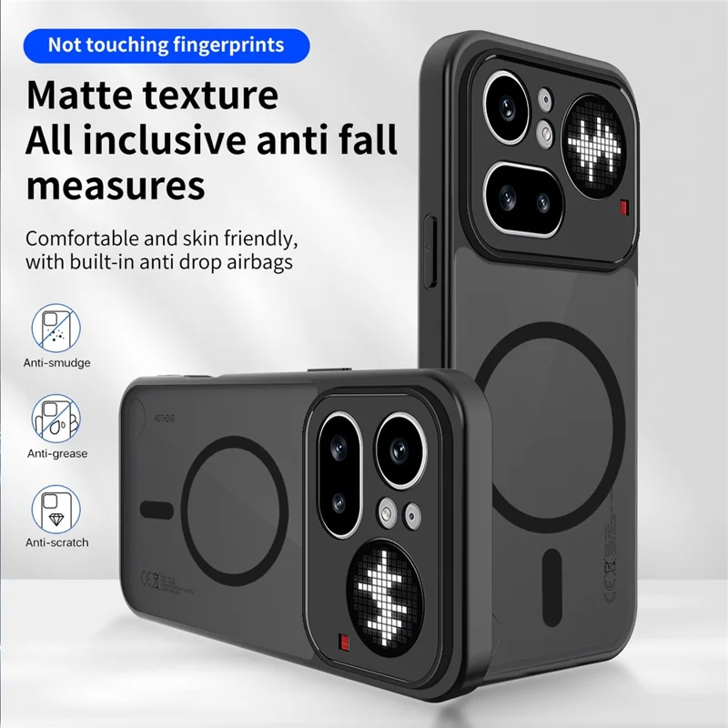 For Nothing Phone (4a) Pro Magnetic Case Skin Touch Matte PC + TPU Anti-Drop Phone Cover - Black