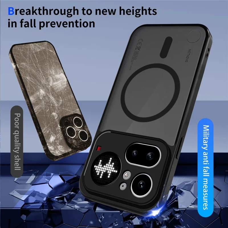 For Nothing Phone (4a) Pro Magnetic Case Skin Touch Matte PC + TPU Anti-Drop Phone Cover - Black