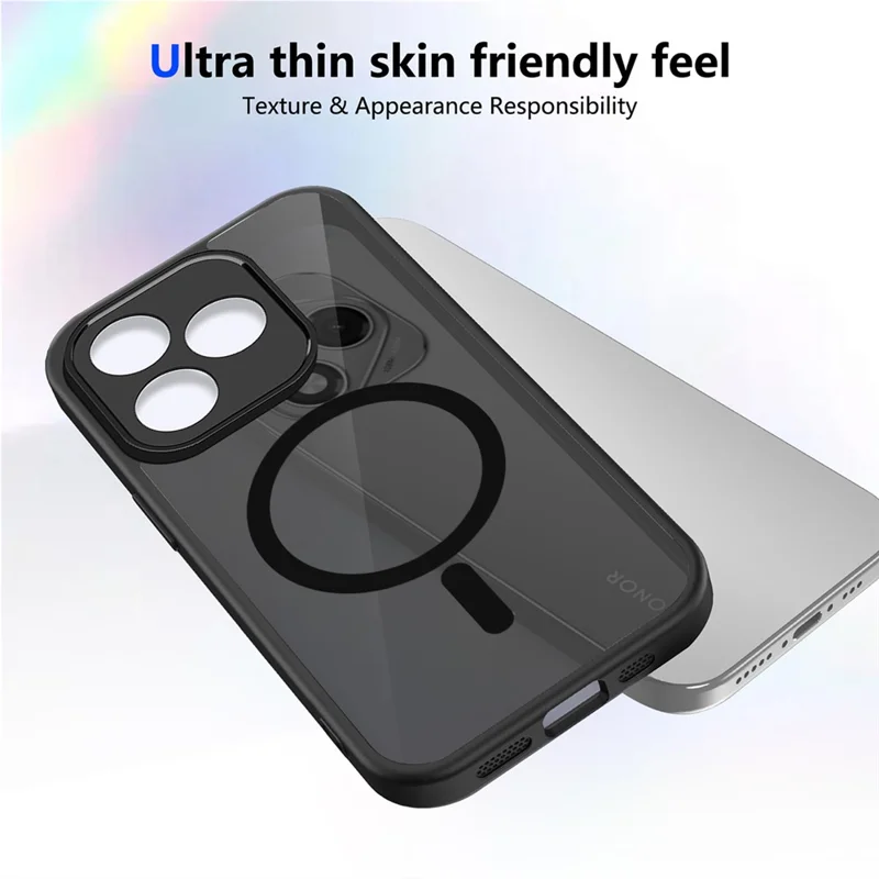For Honor 600 Lite 5G Magnetic Case Skin Touch Matte PC + TPU Anti-Drop Phone Cover - Black