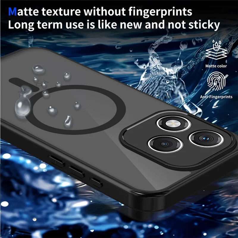 For Honor 600 Lite 5G Magnetic Case Skin Touch Matte PC + TPU Anti-Drop Phone Cover - Black