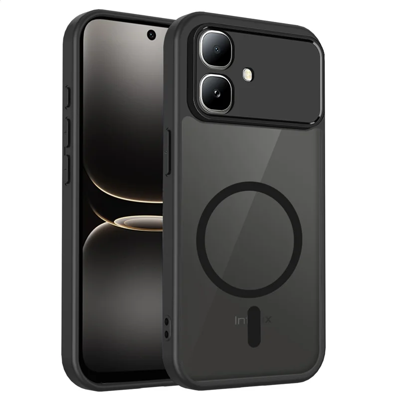 For Infinix Smart 20 4G Magnetic Case Skin Touch Matte PC + TPU Anti-Drop Phone Cover - Black