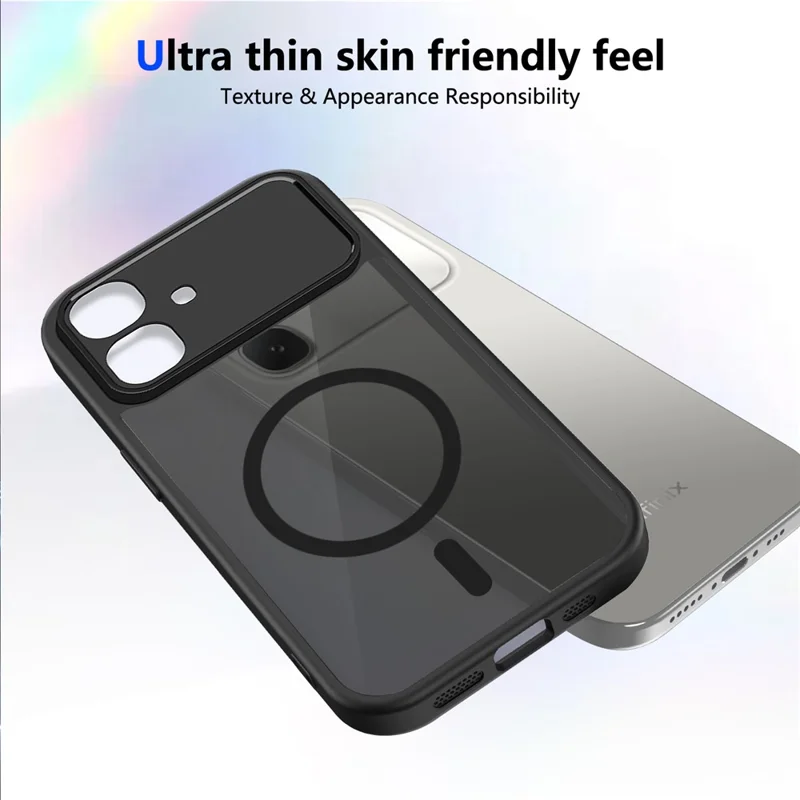 For Infinix Smart 20 4G Magnetic Case Skin Touch Matte PC + TPU Anti-Drop Phone Cover - Black