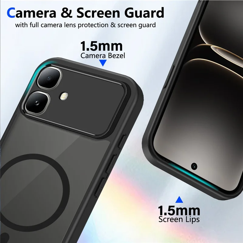For Infinix Smart 20 4G Magnetic Case Skin Touch Matte PC + TPU Anti-Drop Phone Cover - Black