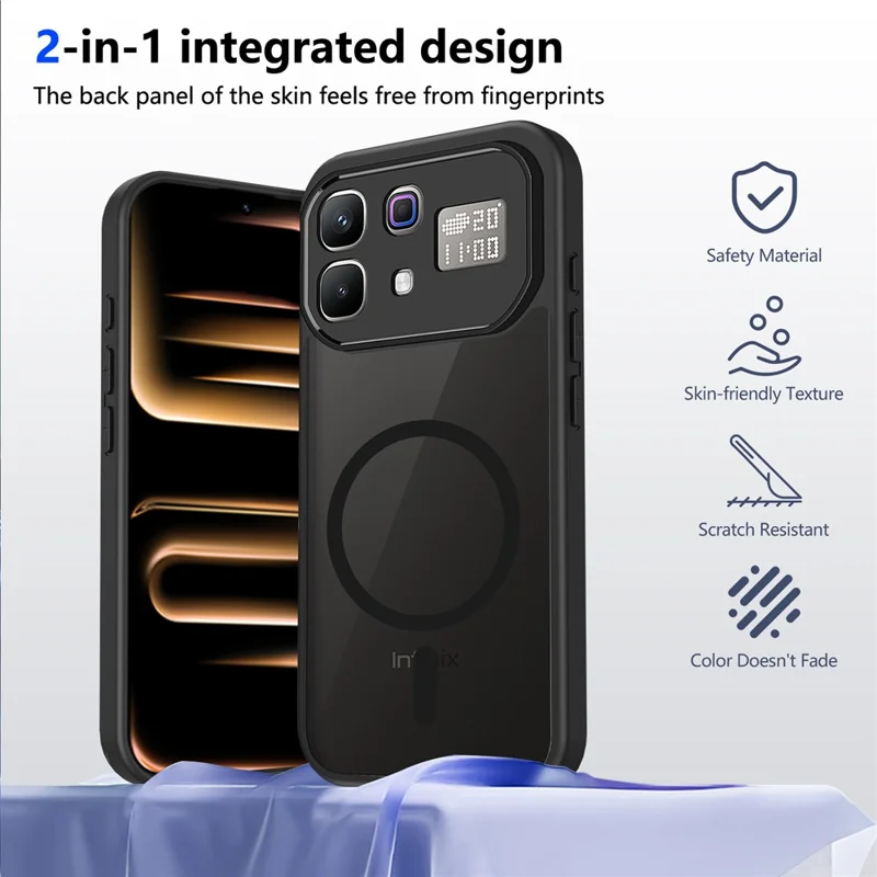 For Infinix Note 60 Pro 5G Magnetic Case Skin Touch Matte PC + TPU Anti-Drop Phone Cover - Black