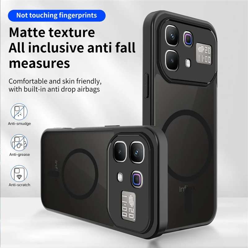 For Infinix Note 60 Pro 5G Magnetic Case Skin Touch Matte PC + TPU Anti-Drop Phone Cover - Black