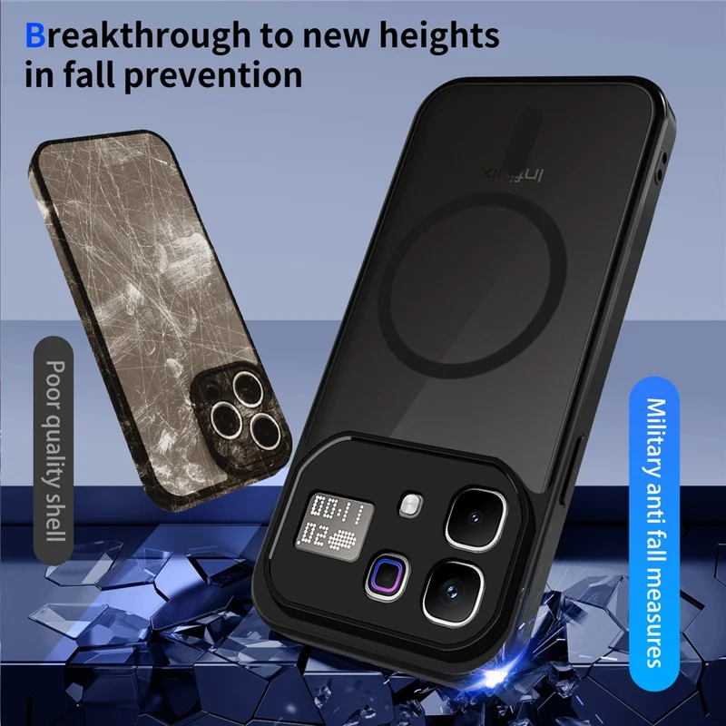 For Infinix Note 60 Pro 5G Magnetic Case Skin Touch Matte PC + TPU Anti-Drop Phone Cover - Black